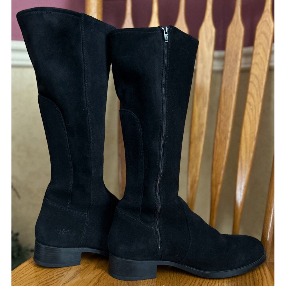 BOS. & CO. Women's Beau Riding Tall Waterproof Boot Black Suede MSRP $229 EC +🎁